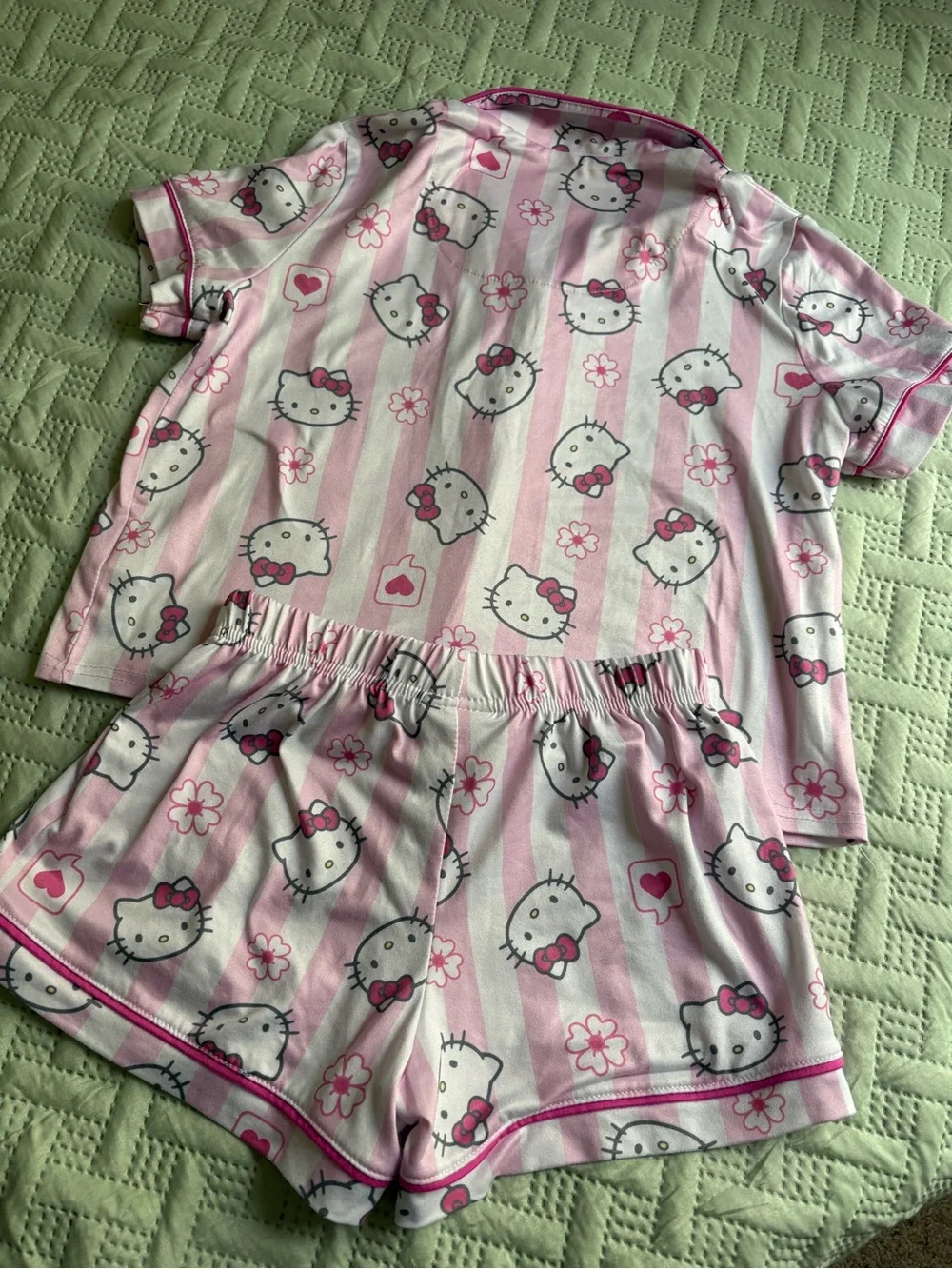 Hello Kitty Pink and White Striped Short Pajama Set